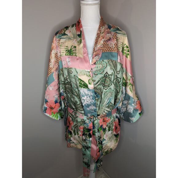Zara Tops - Zara Italian floral paisley tropical patchwork cardigan cover up lg